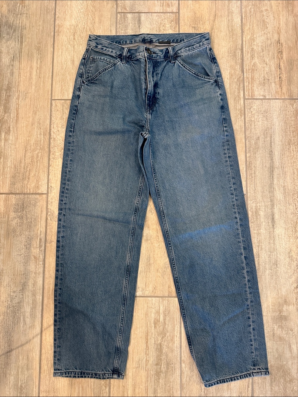Classic Womens Barrel Boyfriend Blue Denim Jeans